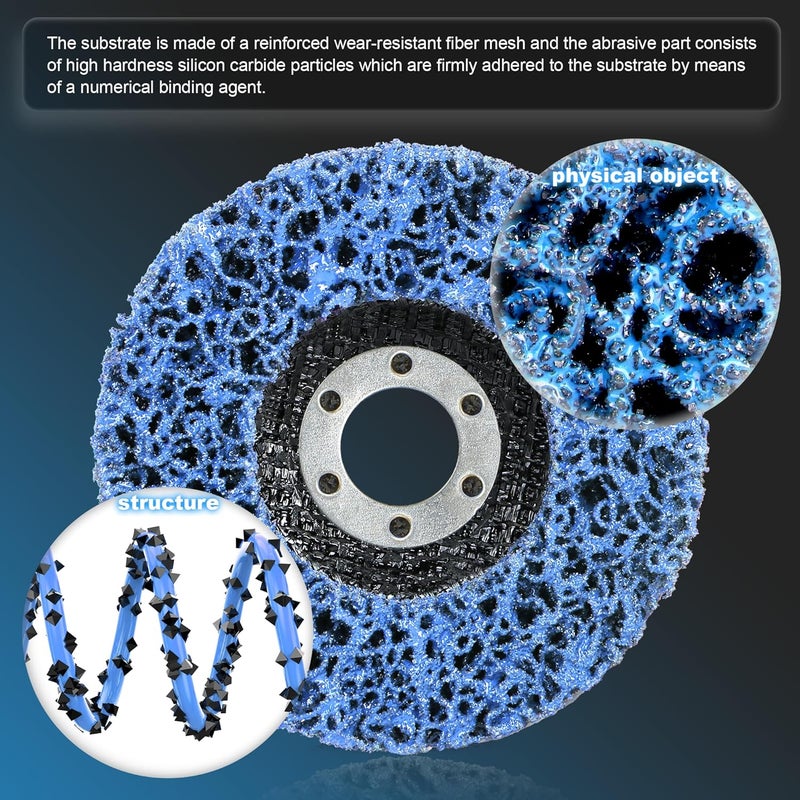 WelderElite 12-Pack Blue Stripping Discs for Angle Grinder 4-1/2" x 7/8" – Rust Paint Oxide & Contaminant Removal for Metal Wood & Plastic Surfaces - Image 4